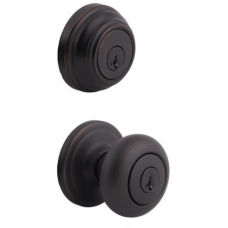 Juno Venetian Bronze Exterior Entry Door Knob and Single Cylinder Deadbolt Combo Pack Featuring SmartKey Security