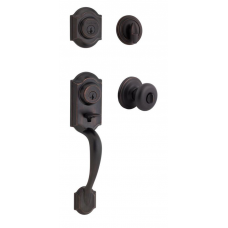 Montara Polished Brass Single Cylinder Door Handleset with Juno Entry Knob Featuring SmartKey Security