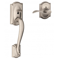 Camelot Satin Nickel Entry Door Handle with Accent Door Lever