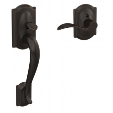 Camelot Aged Bronze Entry Door Handle with Accent Door Lever